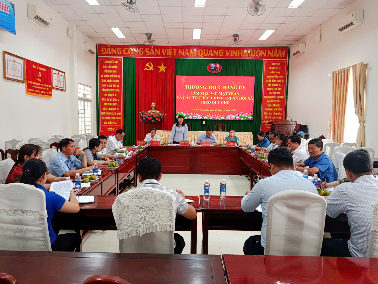 Thường trực Đảng ủy làm việc với Mặt trận và  các tổ chức Chính trị-xã hội xã theo quy chế